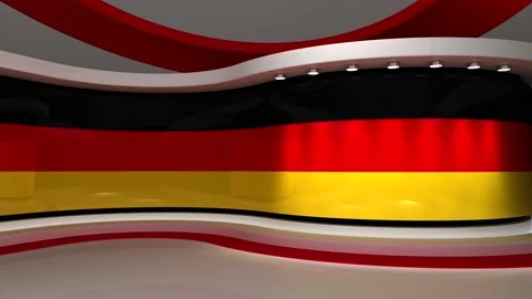 TV studio. Germany. German flag. News studio. 3d render. 3d 스톡 동영상 152123749