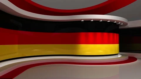 TV studio. Germany. German flag. News studio. 3d render. 3d Stock Footage 152123772