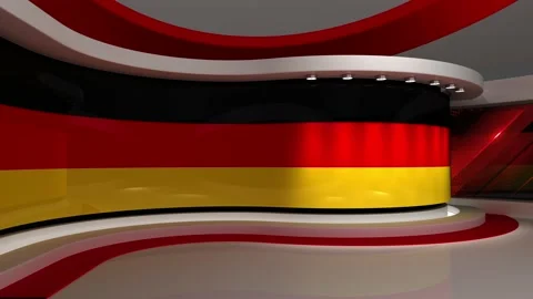 TV studio. Germany. German flag. News studio. News room. 3d render. 3d 스톡 동영상 152123821