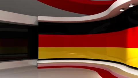TV studio. Germany. German flag. News studio. 3d render. 3d 스톡 동영상 152123851