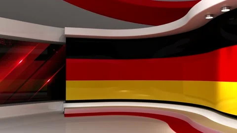 TV studio. Germany. German flag. News studio. 3d render. 3d 스톡 동영상 152123908