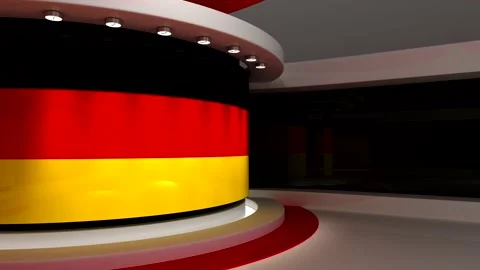 TV studio. Germany. German flag. News studio. 3d render. 3d 스톡 동영상 152123973