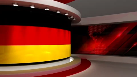 TV studio. Germany. German flag. News studio.  Loop animation. 3d render. 3d Stock Footage 152124020
