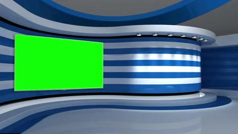 TV studio. Greek flag background. News studio. 3d render. 3d Stock Footage 152124431