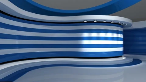 TV studio. Greek flag background. News studio. 3d render. 3d Stock Footage 152124438