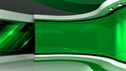 TV studio. Green background. Loop animation. News studio. 3d render. 3d Stock Footage 151302948