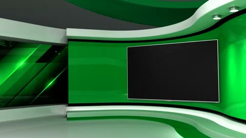TV studio. Green background. Loop animation. News studio. 3d render. 3d Stock Footage 151302956