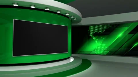 TV studio. Green background. Loop animation. News studio. 3d render. 3d Stock Footage 151302967