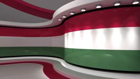 TV studio. Hungary. Hungary flag. News studio. 3d render. 3d Stock Footage 152124499