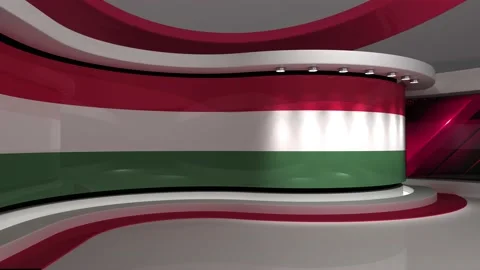 TV studio. Hungary. Hungary flag. News studio. 3d render. 3d Stock Footage 152124522