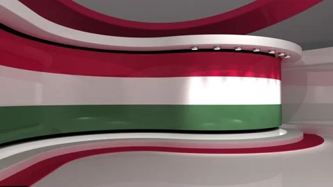 TV studio. Hungary. Hungary flag. News studio. 3d render. 3d Stock Footage 152124529