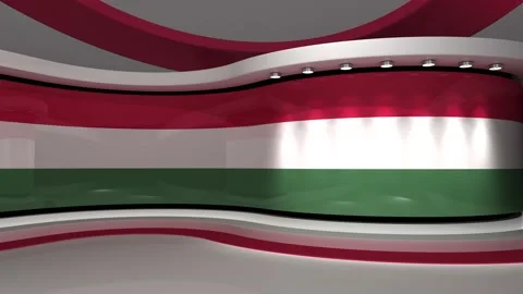 TV studio. Hungary. Hungary flag. News studio. 3d render. 3d Stock Footage 152124542