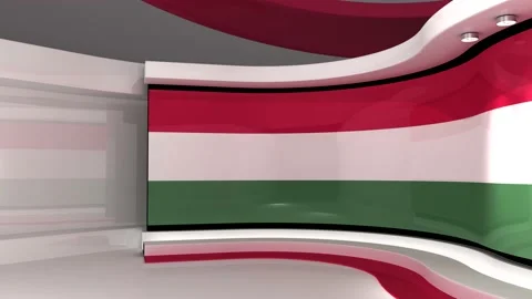 TV studio. Hungary. Hungary flag. News studio. 3d render. 3d Stock Footage 152124549