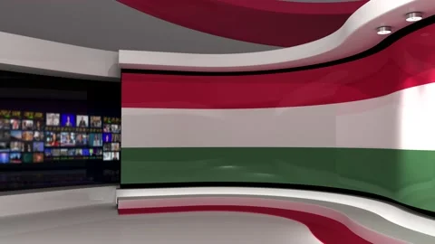 TV studio. Hungary. Hungary flag. News studio. 3d render. 3d Stock Footage 152124566