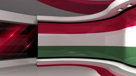 TV studio. Hungary. Hungary flag. News studio. 3d render. 3d Stock Footage 152124583
