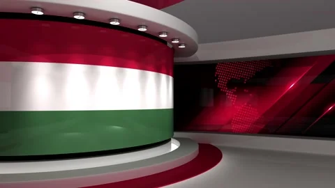 TV studio. Hungary. Hungary flag. News studio. 3d render. 3d Stock Footage 152124590