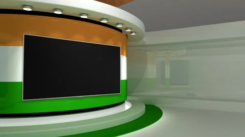 TV studio. Indian flag background. News studio. Background. 3d render. 3d Stock Footage 152124746