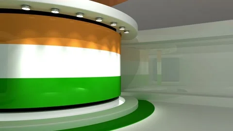 TV studio. Indian flag background. News studio. Background. 3d render. 3d Stock Footage 152124751