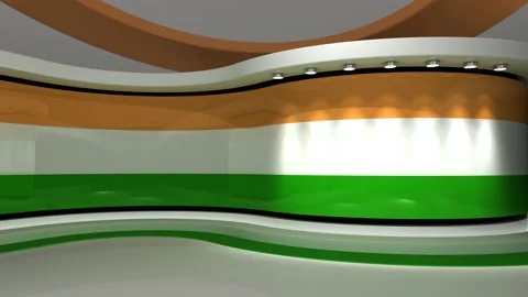 TV studio. Indian flag background. News studio. Background. 3d render. 3d Stock Footage 152124855