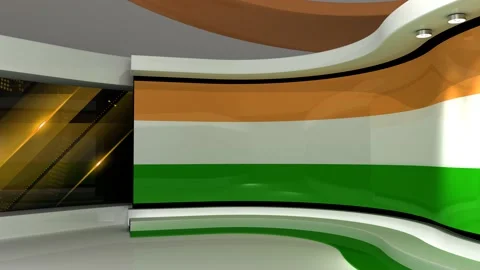 TV studio. Indian flag background. News studio. Background. 3d render. 3d Stock Footage 152125024