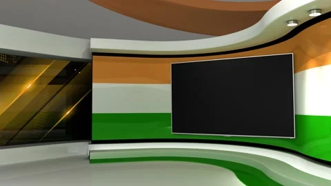 TV studio. Indian flag background. News studio. Background. 3d render. 3d Stock Footage 152125063