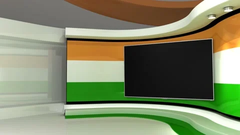 TV studio. Indian flag background. News studio. Background. 3d render. 3d Stock Footage 152125081
