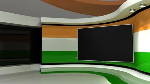 TV studio. Indian flag background. News studio. Background. 3d render. 3d Stock Footage 152125086