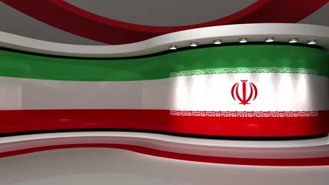 TV studio. Iran. Iranian flag. News studio. 3d render. 3d Stock Footage 152125326