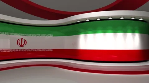 TV studio. Iran. Iranian flag. News studio. Stock Footage 152125375