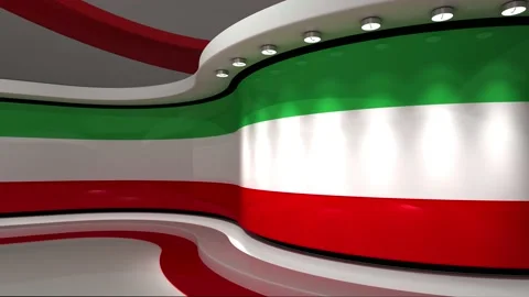 TV studio. Iran. Iranian flag. News studio. Background. 3d render. 3d Stock Footage 152125431
