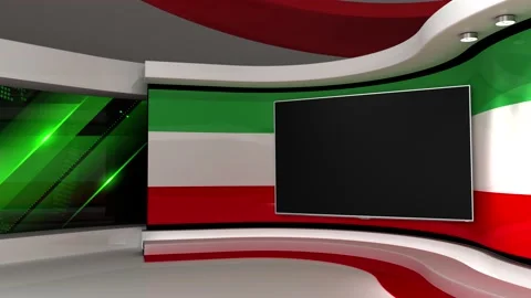 TV studio. Iran. Iranian flag. News studio. Background. 3d render. 3d Stock Footage 152125571