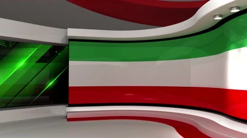 TV studio. Iran. Iranian flag. News studio. Background. 3d render. 3d Stock Footage 152125597