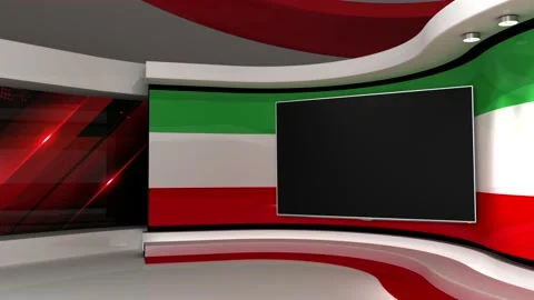 TV studio. Iran. Iranian flag. News studio. Background. 3d render. 3d Stock Footage 152125635