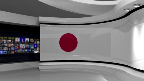 TV studio. Japanese flag background. Stock Footage 152126049