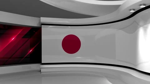 TV studio. Japanese flag background. News studio. 3d render. 3d Stock Footage 152126086