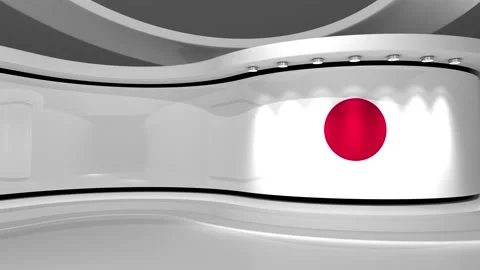 TV studio. Japanese flag background. Stock Footage 152126147