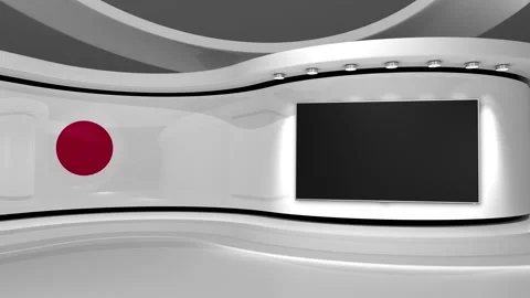 TV studio.  Japanese flag background. Stock Footage 152126209