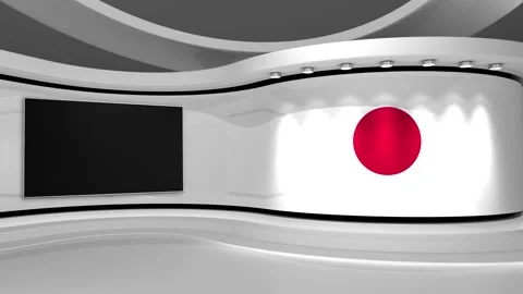 TV studio.  Japanese flag background. Stock Footage 152126223