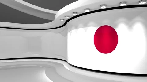 TV studio. Japanese flag background. Stock Footage 152126261