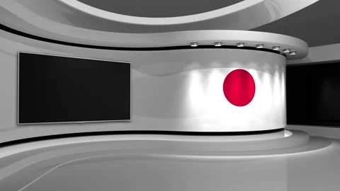 TV studio. Japanese flag background. Stock Footage 152126306