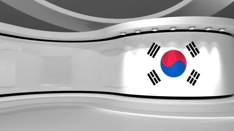 TV studio. Korea. Korean flag. News studio. 3d render. 3d Stock Footage 152126485