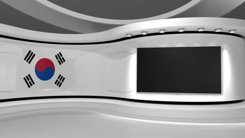 TV studio. Korea. Korean flag. News studio. 3d render. 3d Stock Footage 152126505