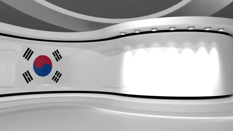 TV studio. Korea. Korean flag. News studio. 3d render. 3d Stock Footage 152126510
