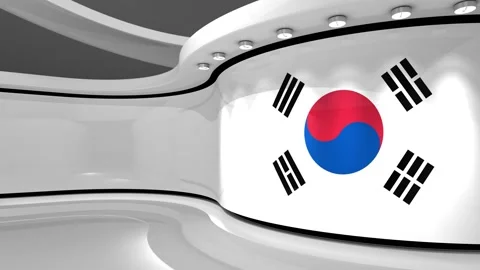 TV studio. Korea. Korean flag. News studio. 3d render. 3d Stock Footage 152126532