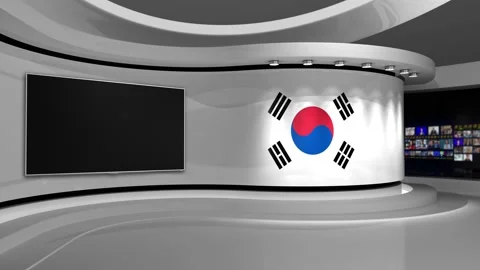 TV studio. Korea. Korean flag. News studio. Background. Stock Footage 152126580