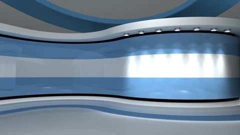 TV studio. Light blue background. Loop animation. News studio. 3d render. 3d Stock Footage 151302504