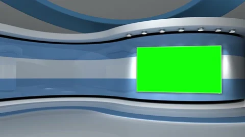TV studio. Light blue background. Loop animation. News studio. 3d render. 3d Stock Footage 151302519