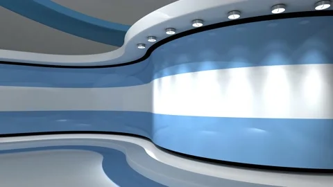 TV studio. Light blue background. News studio Stock Footage 151302523