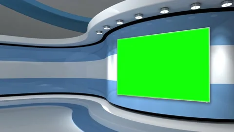 TV studio. Light blue background. News studio Stock Footage 151302527