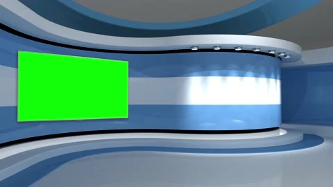 TV studio. Light blue background. Loop animation. News studio. 3d render. 3d Stock Footage 151302548